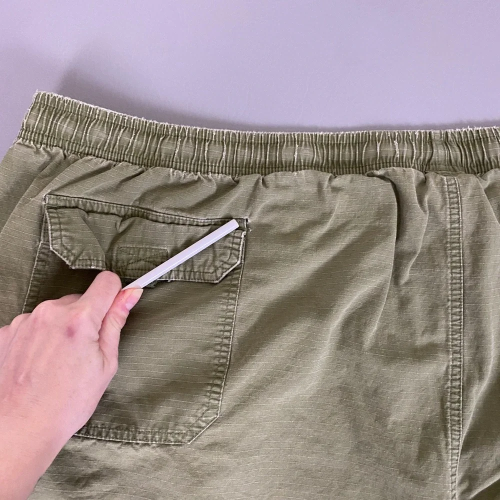 Big Dogs Cargo Shorts Mens 5X Olive Green Cotton Ripstop Elastic Waist *Wear*